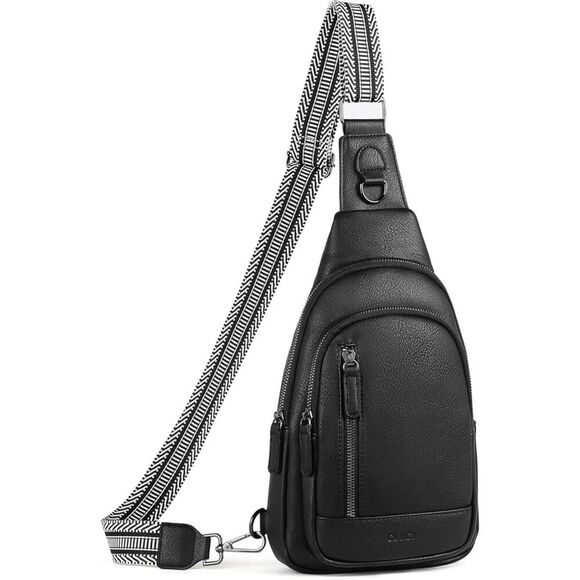 UNBRAND Handbags - Women Black Imported Faux Leather Unique Sling Cross Body Backpack